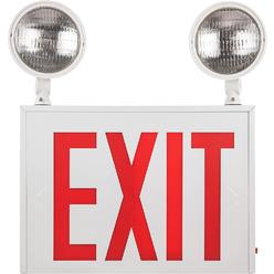 Sunlite 05275 LED Steel Exit Sign Combo, White Housing with Red Lettering, 90-Minute Battery Power Back-Up, Triple 360 Degree Adjustabl