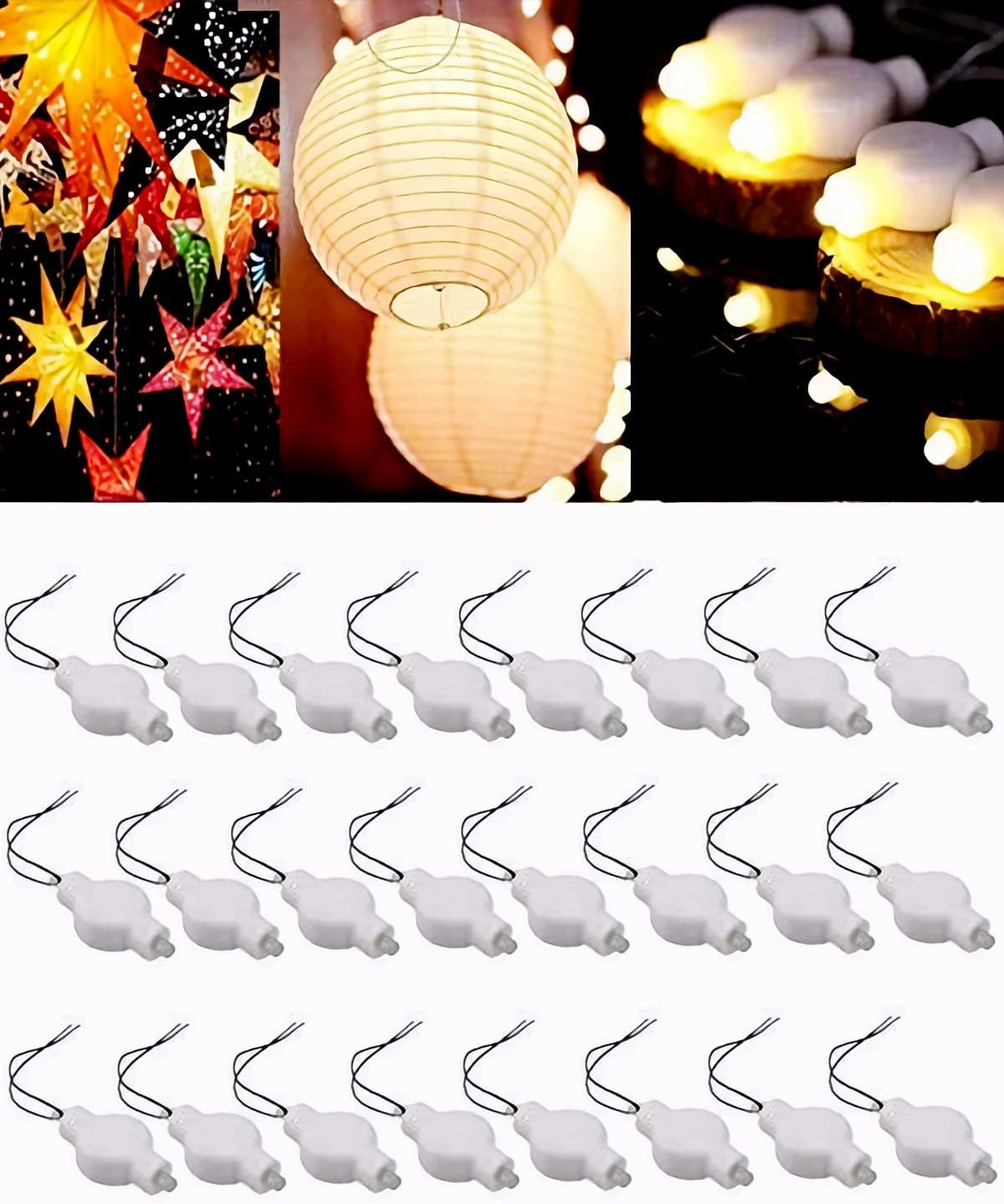 EVERSPREAD US INC LOGUIDE LED Lantern Lights, 24 Pack Battery Powered Small LED Lights for Paper Lanterns,Balloons,Floral,Weddings
