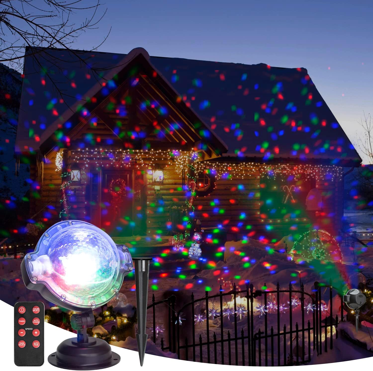 Benign Af Gud Vanvid Vanthylit Christmas Projector Lights Multi Function Rotating Falling Snow  Projector for Xmas Moving Points Landscape Lights