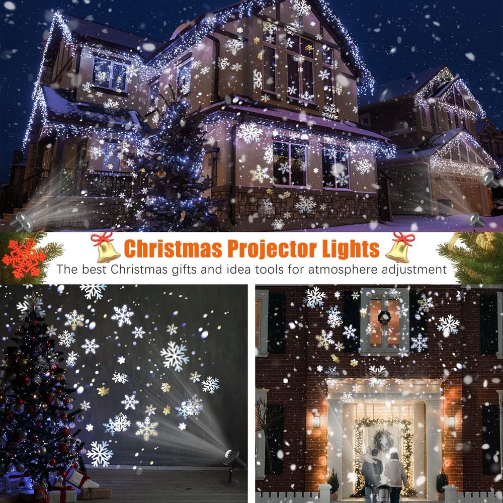 INNENS Snowflake Projector Lights, Christmas Lights Projector Outdoor Indoor Waterproof for Christmas Decorations, LED Snowfall