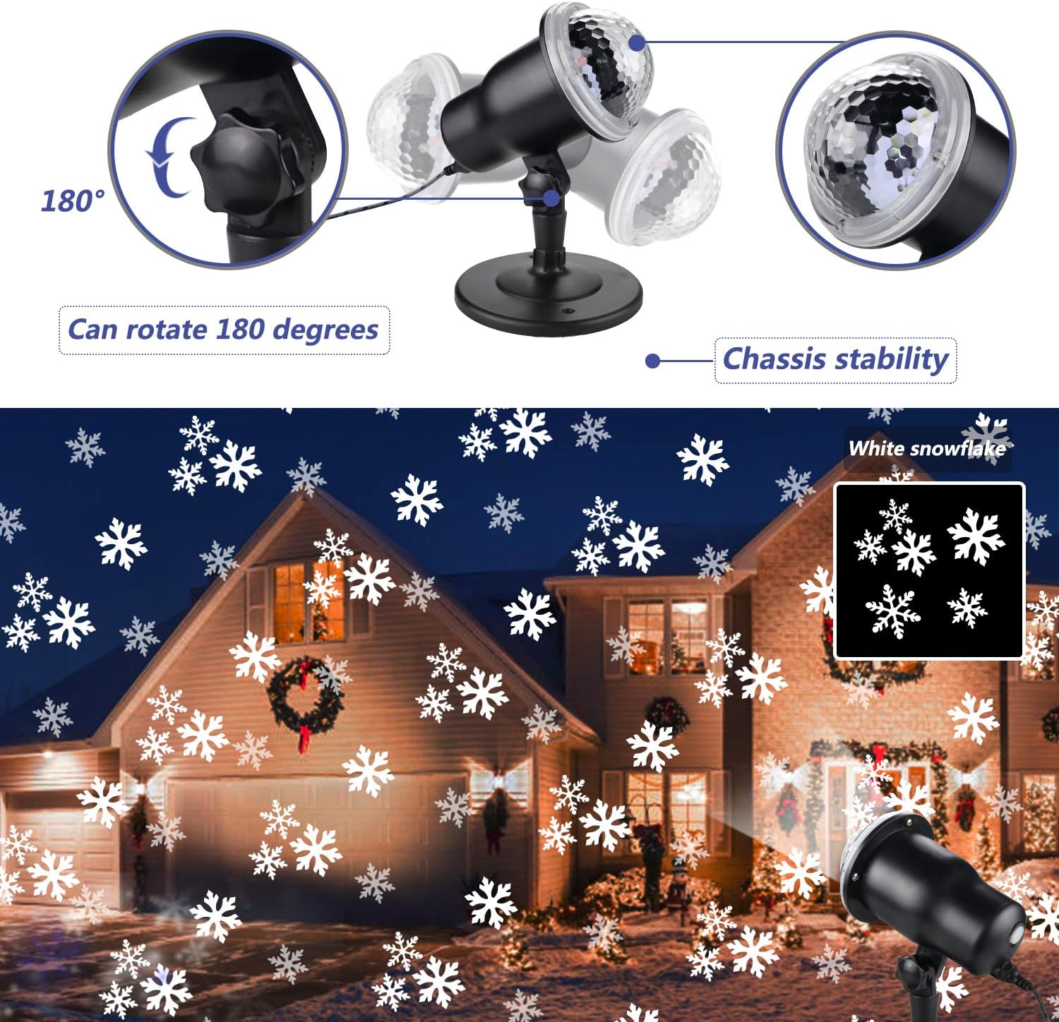 KEVE Christmas Projector Lights Outdoor, Holiday Snow Projector with Wireless Remote Control for Landscape Decorative Snowflake Ligh