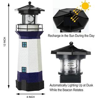 HSHD Lighthouse with Rotating Beacon LED Lights - Solar Lighthouse