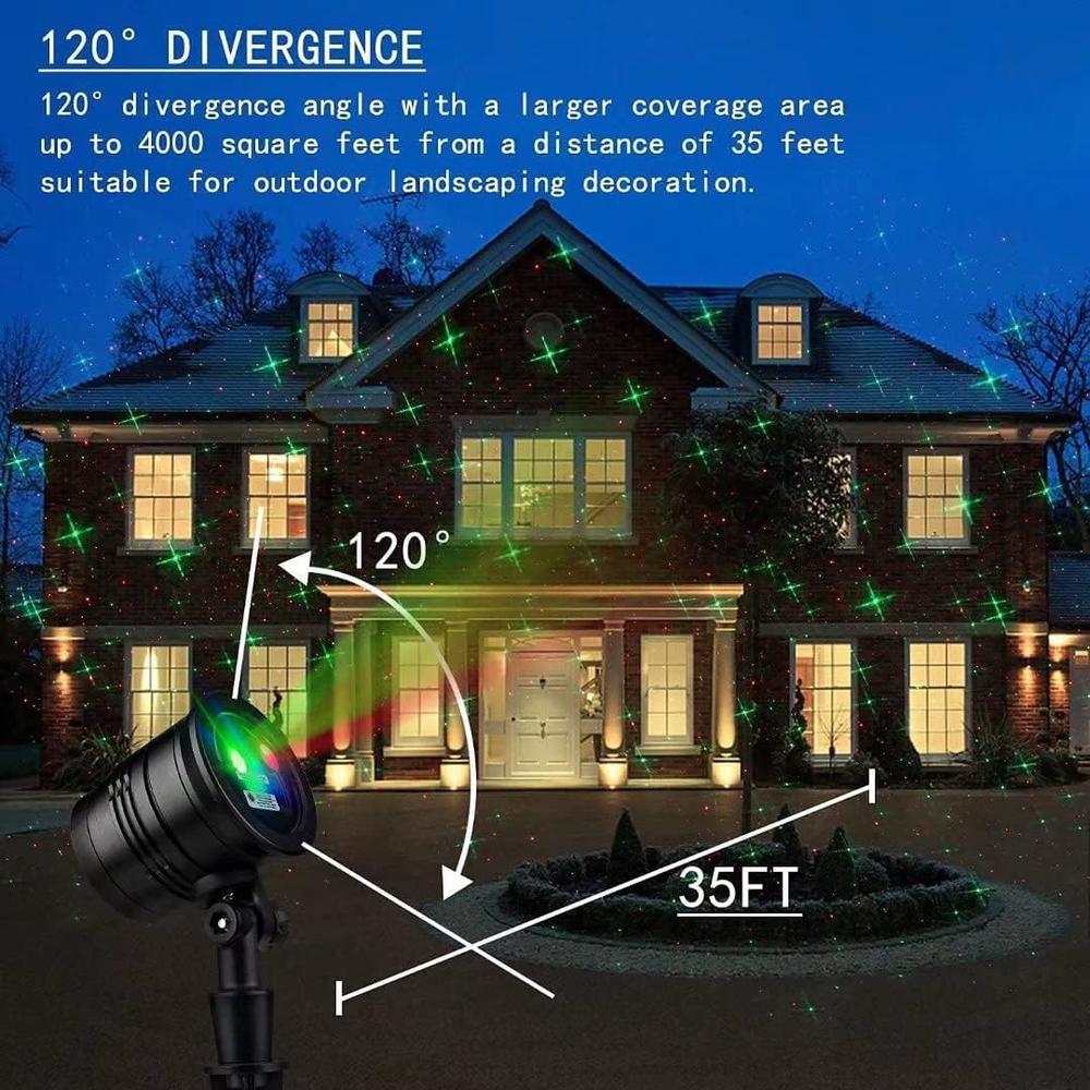 itoeo Christmas Projector Lights, Led Waterproof Christmas Laser Lights Landscape Spotlight Red and Green Star Show with Remote Decor