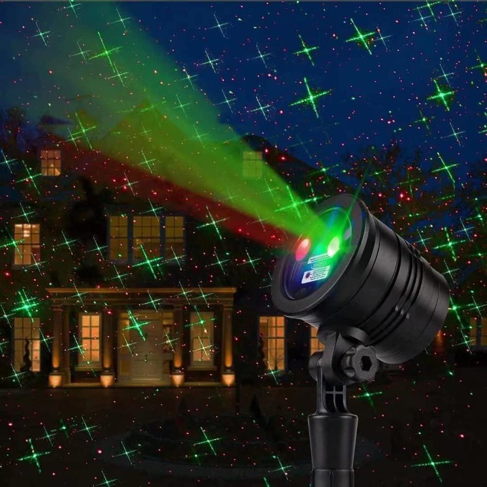 itoeo Christmas Projector Lights, Led Waterproof Christmas Laser Lights Landscape Spotlight Red and Green Star Show with Remote Decor