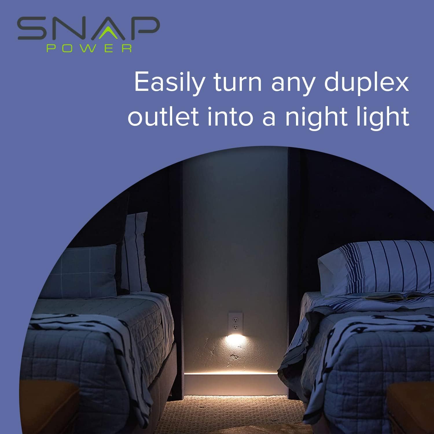SnapPower Single -  GuideLight for Outlets [New Version - LED Light Bar] - Night Light - Electrical Outlet Wall Plate With LED Night Ligh