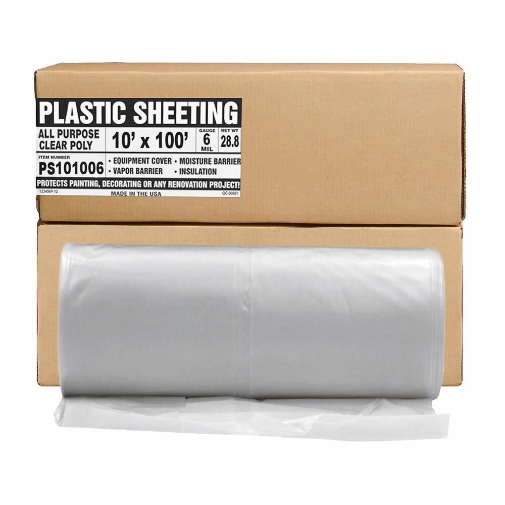 Generic Aluf Plastics Plastic Sheeting - 10' x 100', 6 MIL Heavy Duty Gauge - Clear Vapor and Moisture Barrier Sheet Tarp/Drop Cloth fo