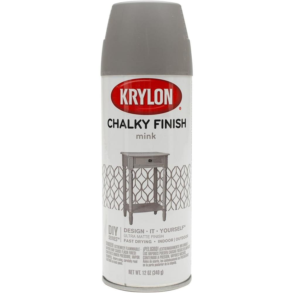 Krylon K04102007 Chalky Finish Spray Paint, Misty Gray, 12 Ounce