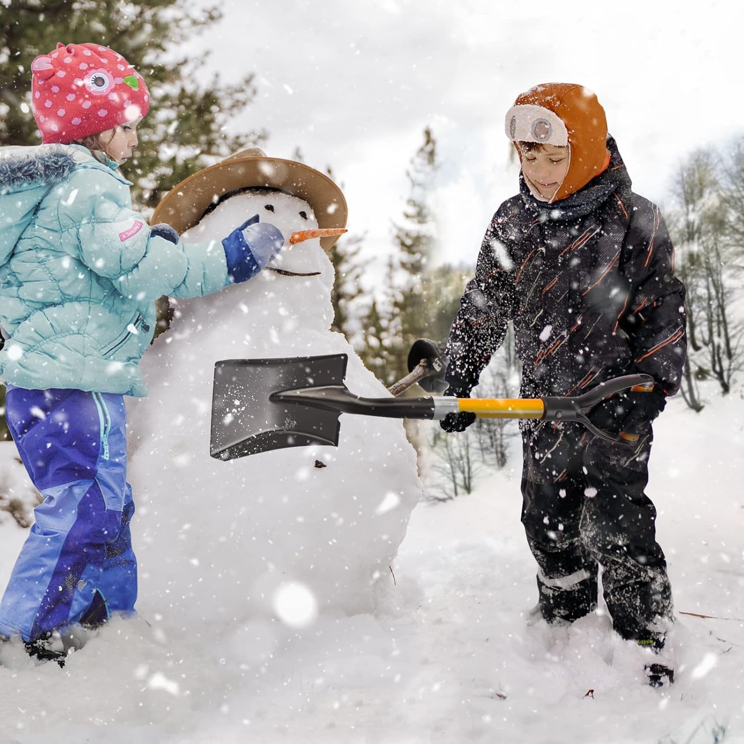 N\C Mini Square Shovel, Kids Beach Shovel ,Shovels for Digging 28-inch with Fiberglass Handle,Small Garden Shovel, Kids Snow Shovel