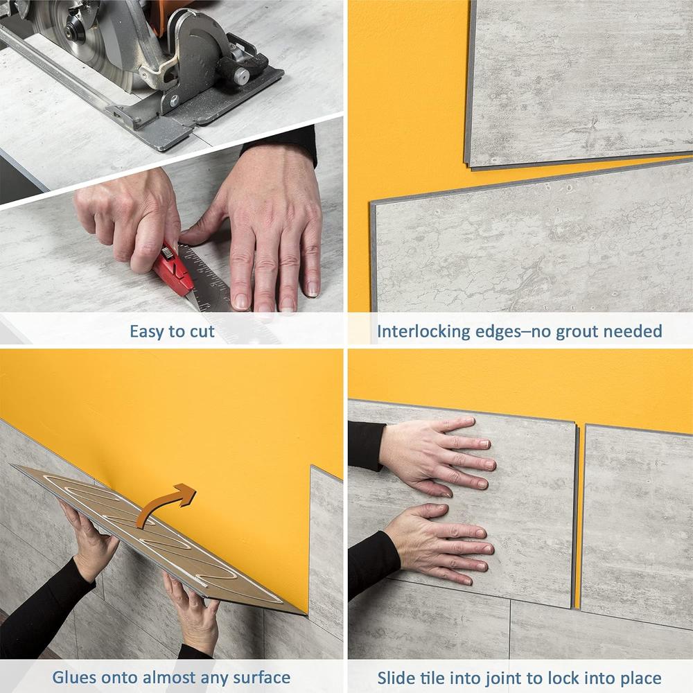 ACP Palisade 25.6 in. x 14.8 in. Interlocking Vinyl Waterproof Wall for Kitchen or Bathroom in Carrara Marble (8 Pack)
