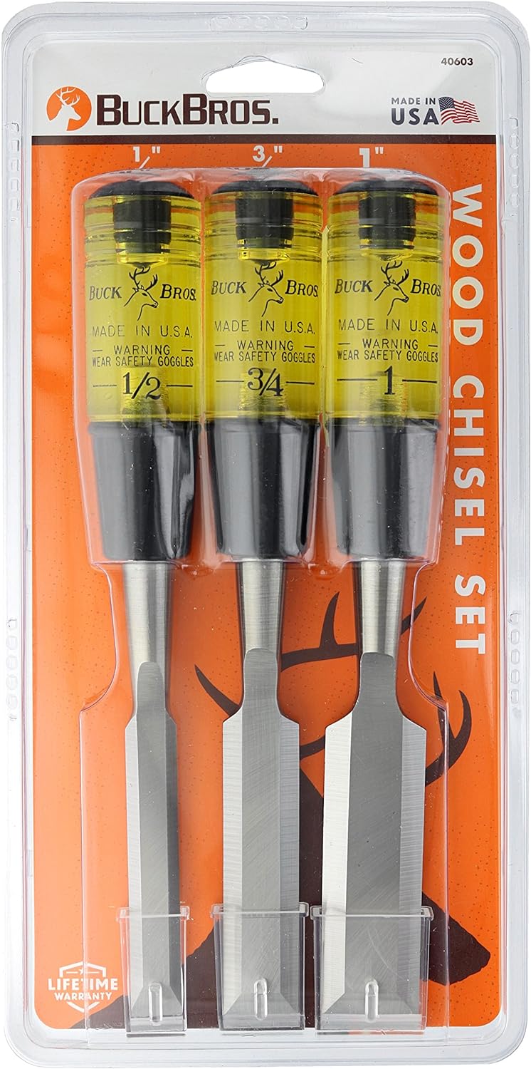 Buck Bros. Buck Brothers 1201030 3-Piece Professional Wood Chisel Set, Woodwork Chisel, For Woodworkers Tool Set, For Wood Chisel Sets, Ca