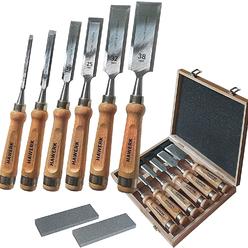 HAWERK Wood Chisel Sets - Wood Carving Chisels with Premium Wooden Case - Includes 6 pcs Wood Chisels