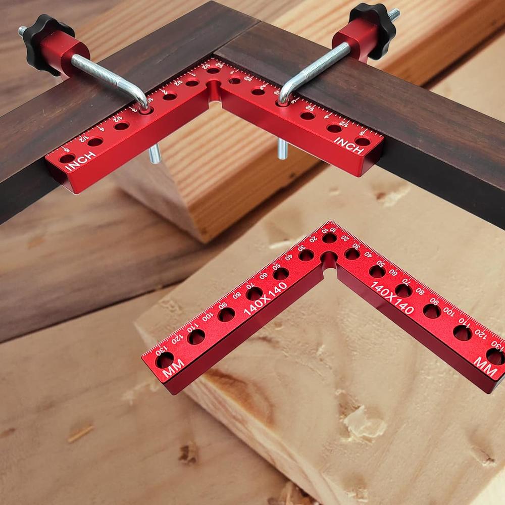 Pexzey Right Angle Clamp, 4Pack 5.5 inch 90 Degree Clamp, Wood Working Tools and Equipment, L Square Aluminum Angle Clamp Tool for Woo