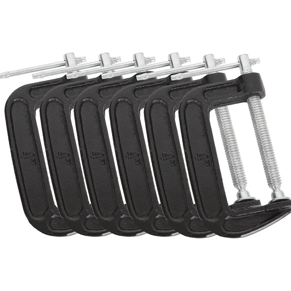 Fengwu 6 PCS C-Clamps 4 Inch Heavy Duty Steel C Clamp - Industrial Strength C Clamp Set for Woodworking, Welding, Building
