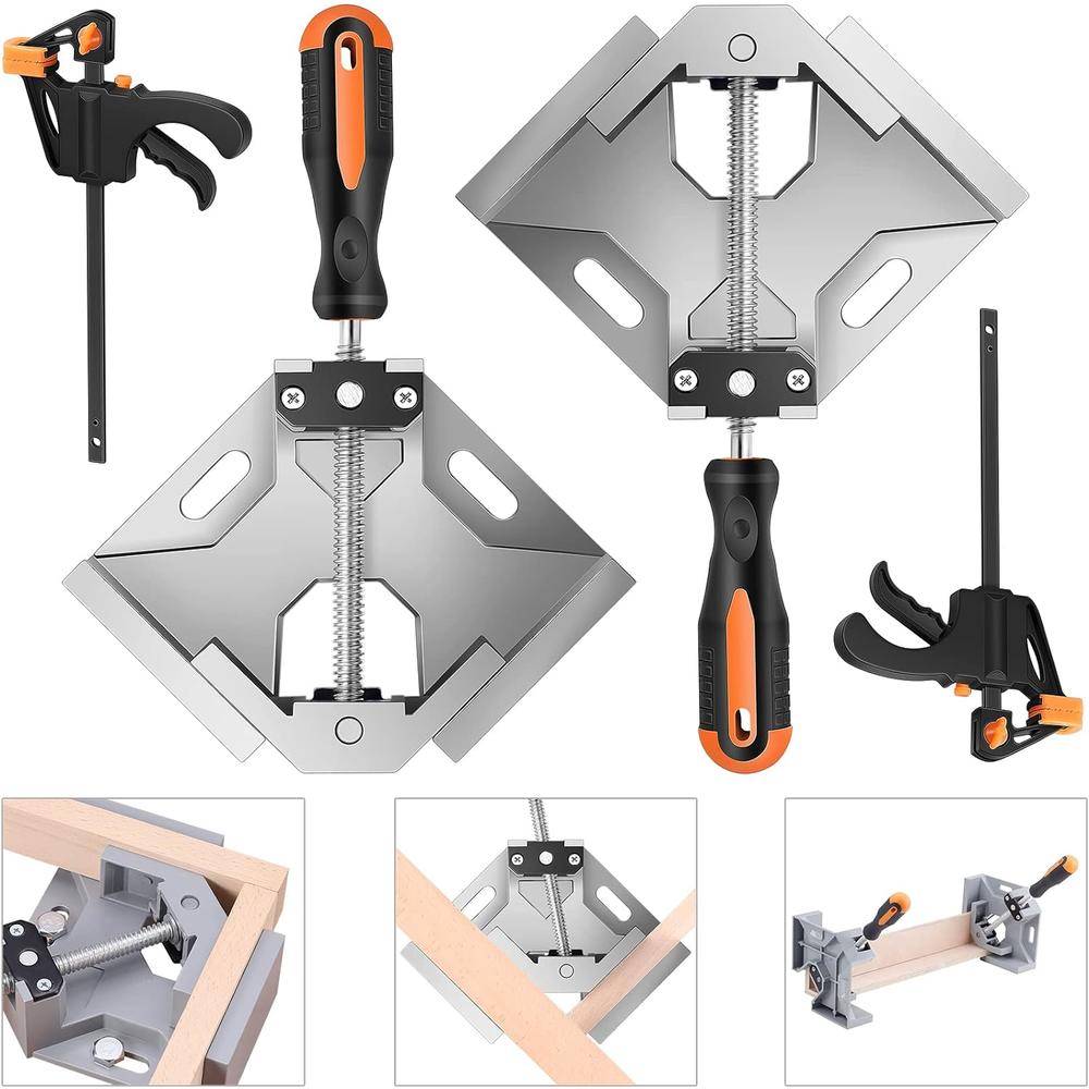 NAYE Right Angle Clamp,90 Degree Corner Clamps for Woodworking Jigs,Wood Clamps for Cabinet Frame Drawer,4" Quick Grip Bar Clam