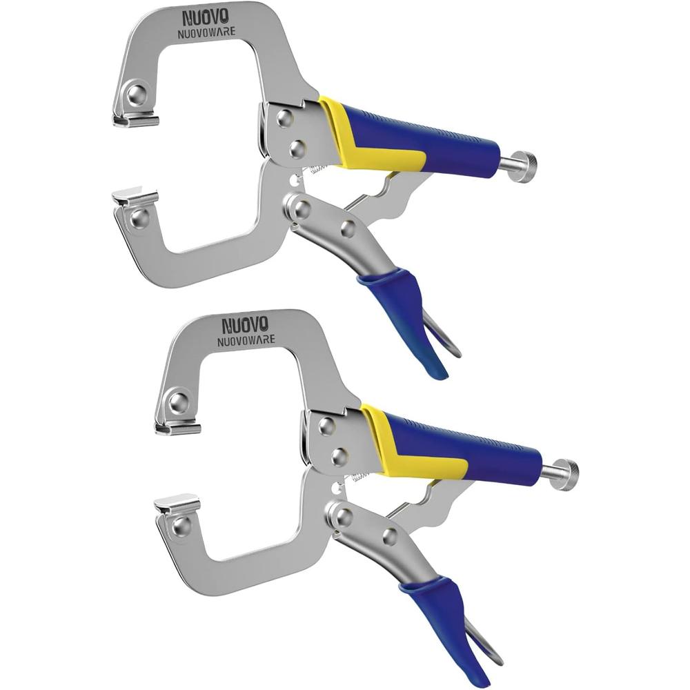 Nuovoware Premium Face Clamp, Locking C Clamp 2 Pack 11" with Swivel Pads, Metal Pocket Hole Clamp Locking Plier Table