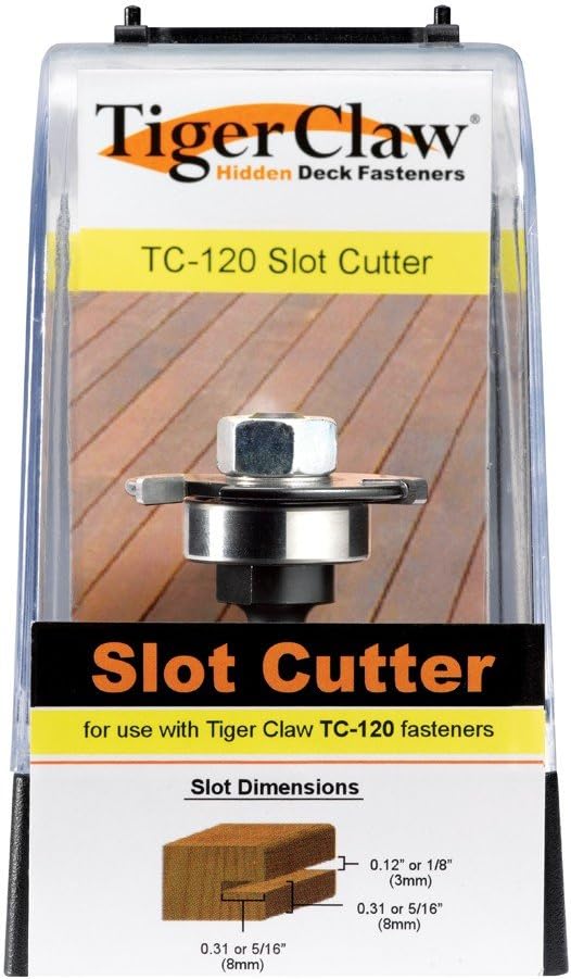 TigerClaw Tiger Claw TC-120 Slot Cutter for Ungrooved 3/4" Decking - Fits in Hand Held Router - 3 Wing Carbide Blade