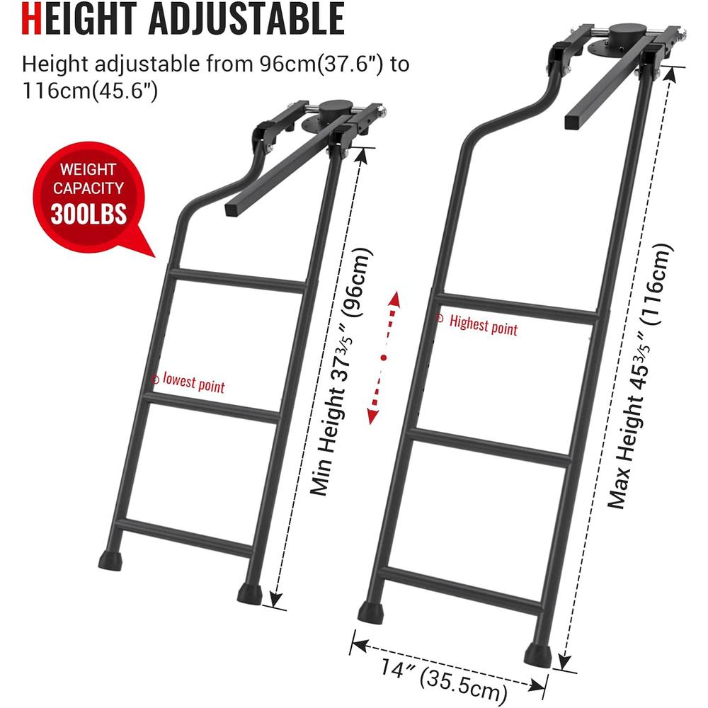 AA Products Inc. AA Product Tailgate Ladder Foldable Pickup Truck Tailgate Ladder Accessories with Handrail for Truck Easy Install Durable Steel