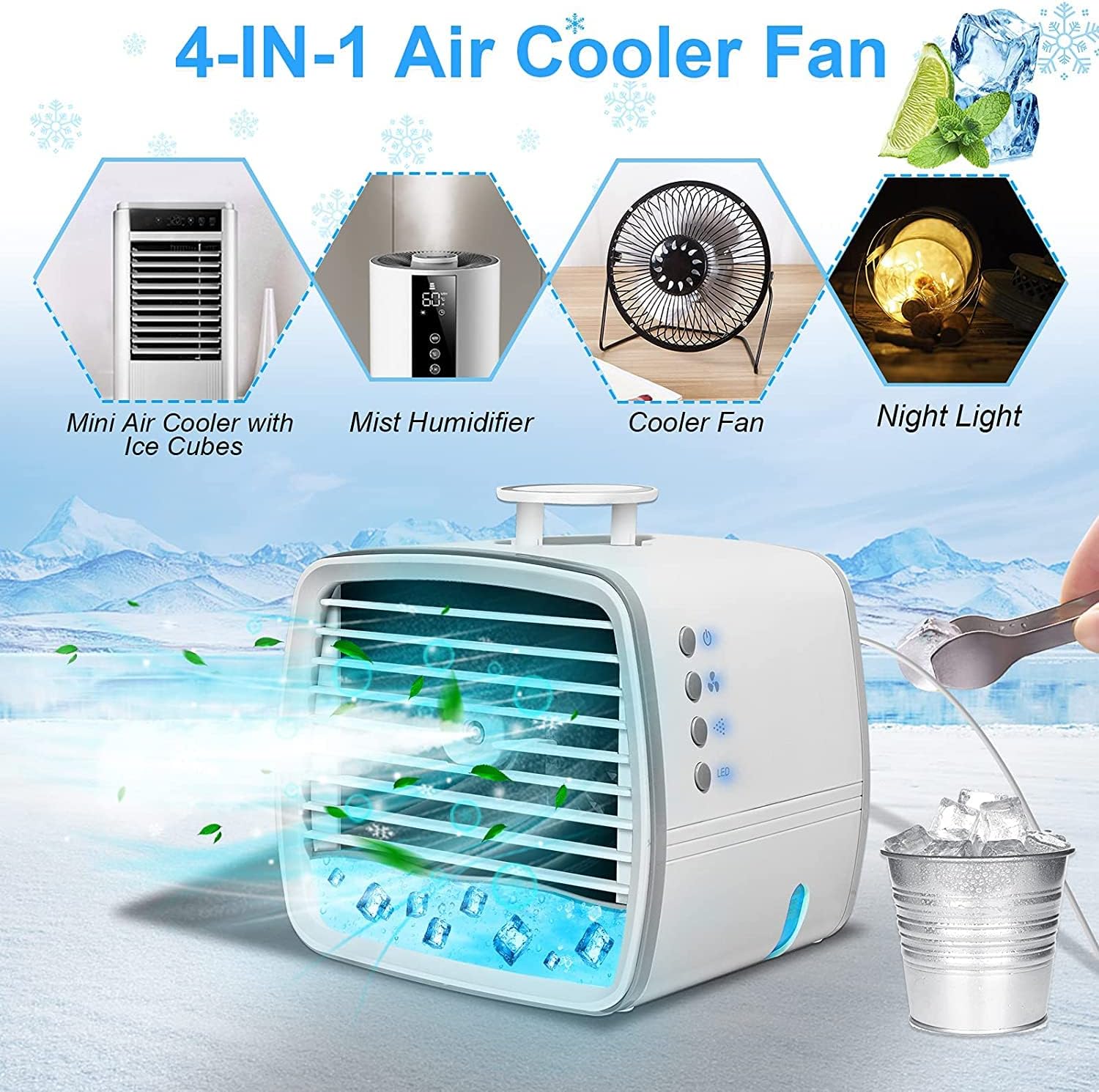 Generic Portable Air Conditioner, Personal Mini Air Cooler Fan, Personal Portable AC Air Conditioner for Office Desk Camping Bedroom Ro