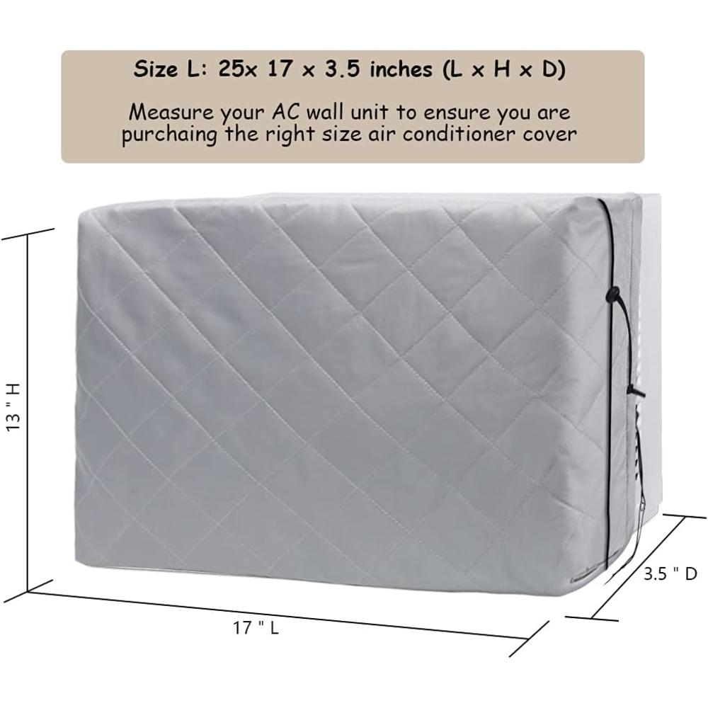 HOXHA Indoor Air Conditioner Cover, AC Unit Window Cover for Inside Double Insulation with Elastic Drawstring 25L x 17H x 3.5D inches