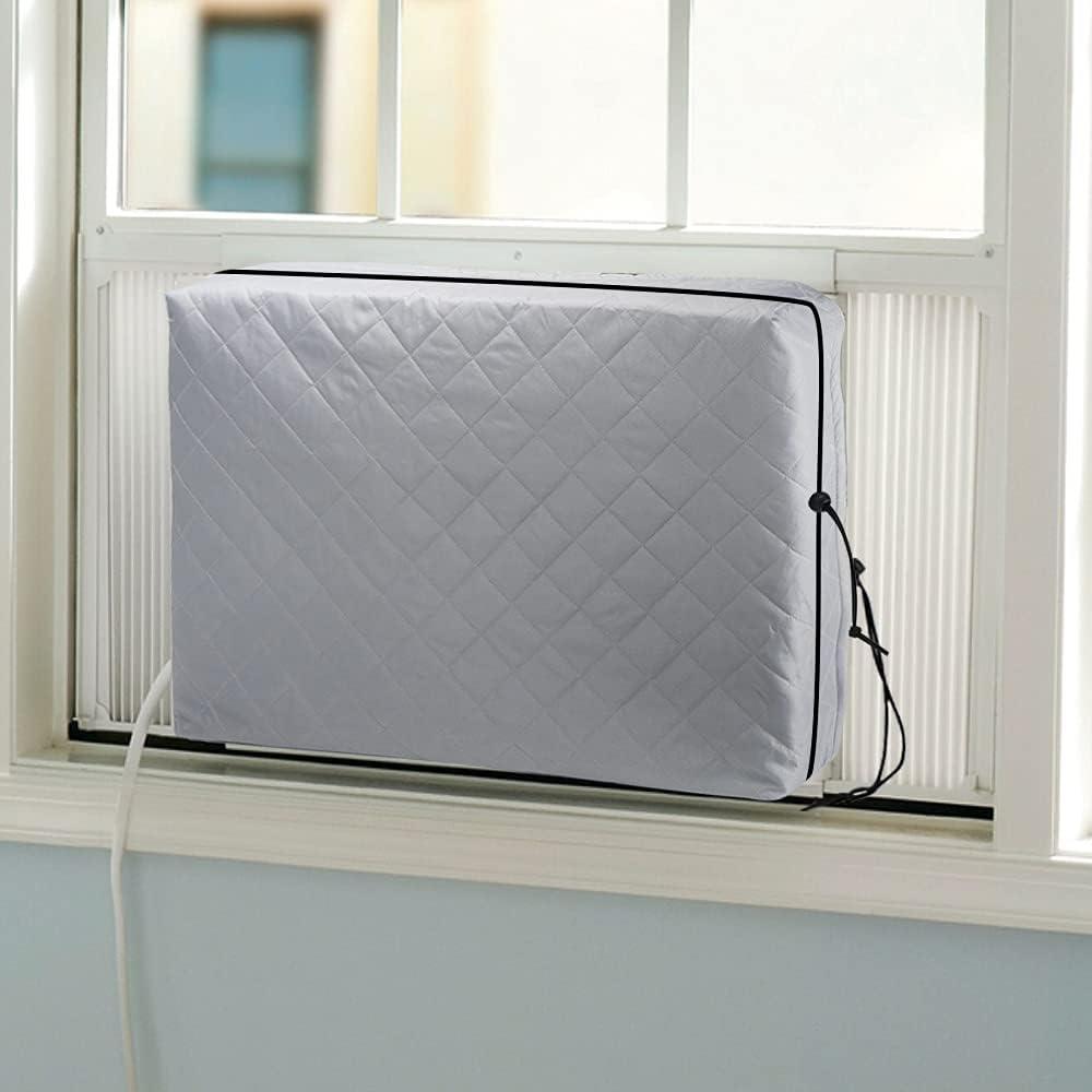 HOXHA Indoor Air Conditioner Cover, AC Unit Window Cover for Inside Double Insulation with Elastic Drawstring 25L x 17H x 3.5D inches
