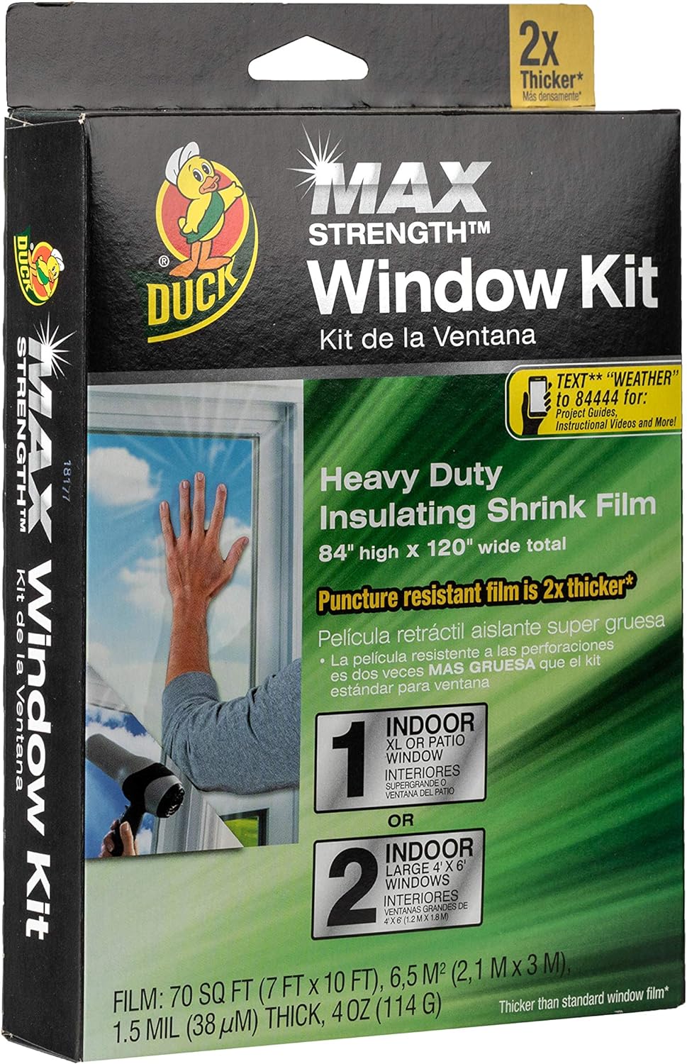 Generic Duck MAX Strength Heavy Duty Insulating Film for Patio Door/Extra Large Window, 84-Inch x 120-Inch, Indoor, 284352