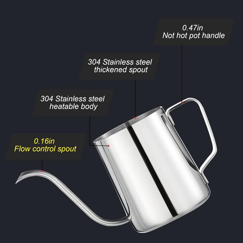 Generic PARACITY Pour Over Kettle Gooseneck Spout Coffee Tea Pot 12OZ Hanging Ear Hand Blunt Long Narrow Drip Cup for Coffee Maker Cara