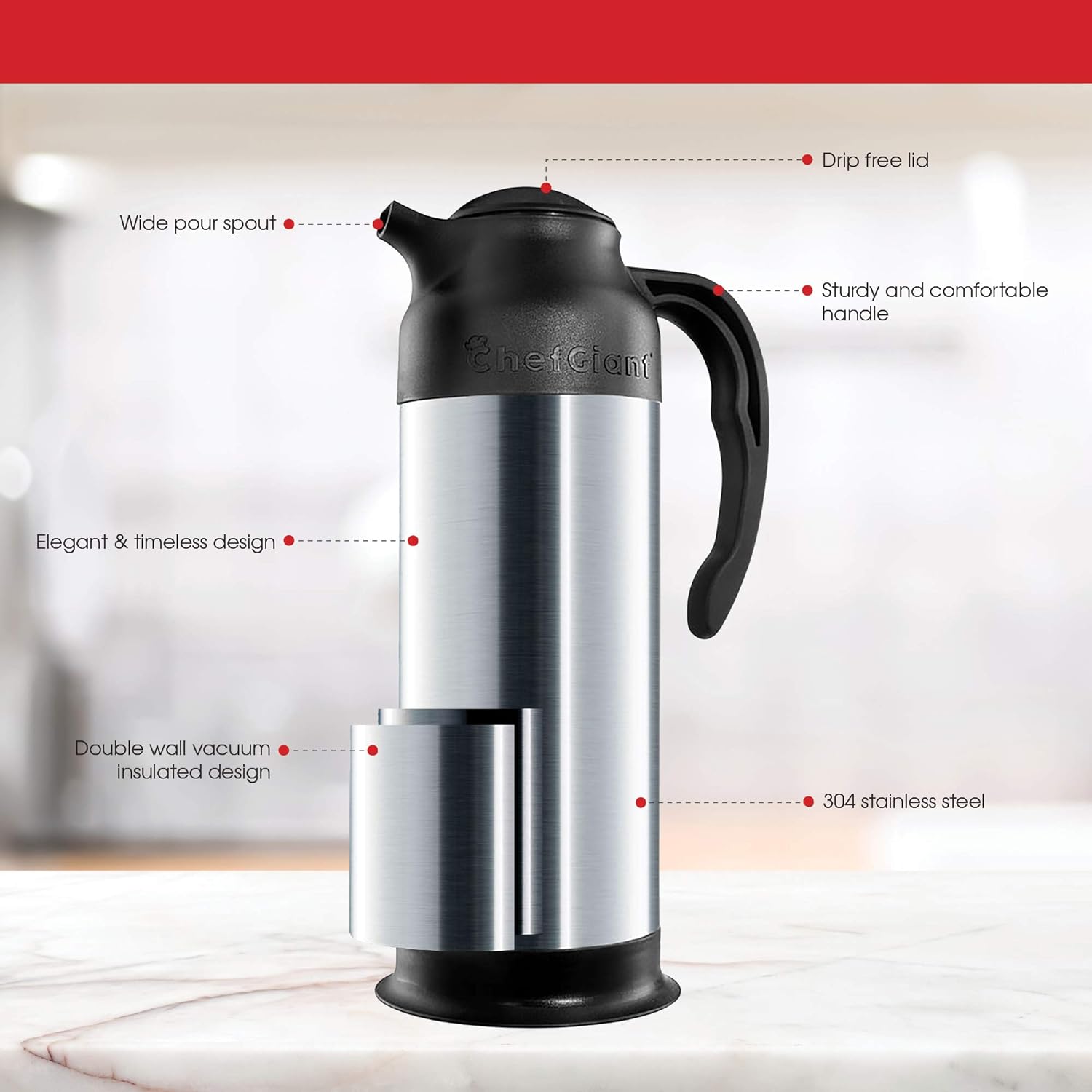 ChefGiant Stainless Steel Thermal Coffee Carafe Thermos&#239;&#189;&#156;Insulated Hot