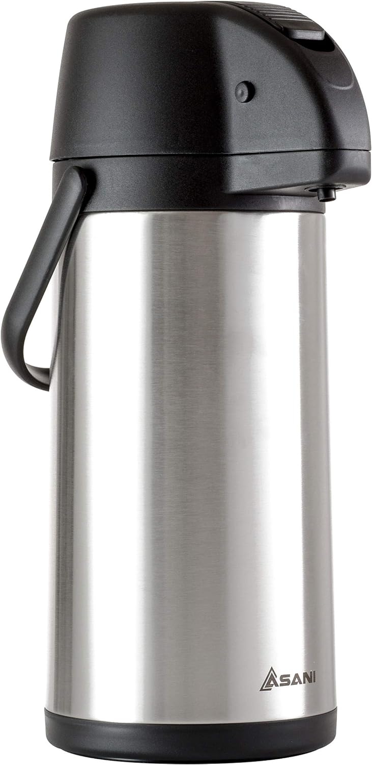 Generic Thermal Coffee Airpot Carafe (101oz) | 17-Cup Insulated Thermos with Pump Beverage Dispenser | 20-Hour Hot and Cold Insulation