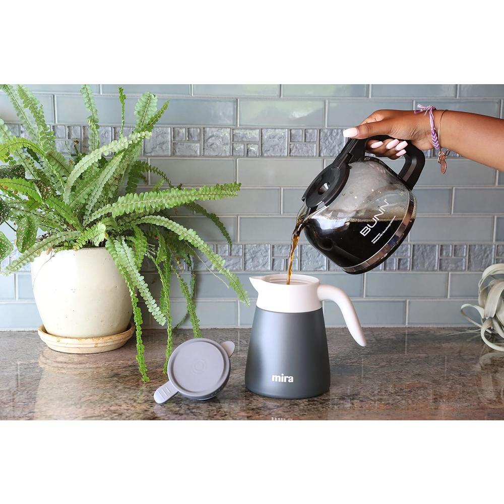 MIRA Brands MIRA Insulated Coffee Carafe Server, Stainless Steel Vacuum Flask Coffee Dispenser, 27 oz (800 ml), Graphite