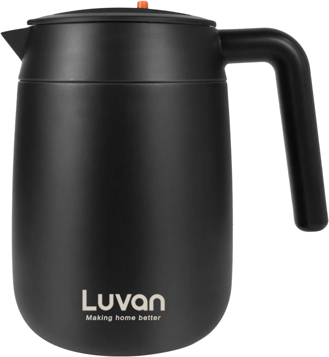 Luvan 304 18/10 Stainless Steel Thermal Carafe,34 oz (1 Liter) Double Walled Vacuum Insulated Coffee Pot with Red Lock Button Top,12+