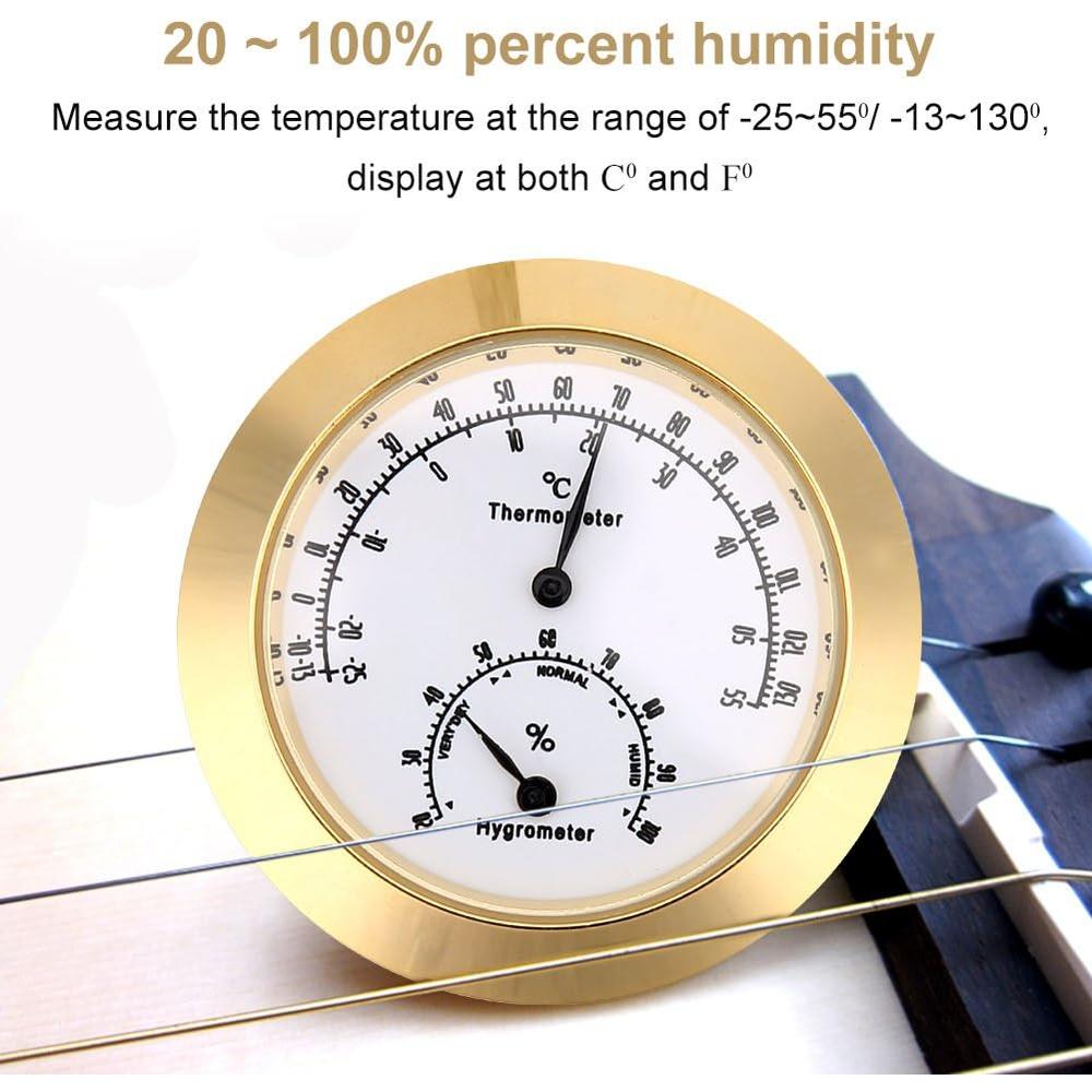 Aramox Guitar Violin Thermometer Hygrometer, Alloy Moisture Meter Temperature and Humidity Meter Thermometer for Violin Guitar Case In