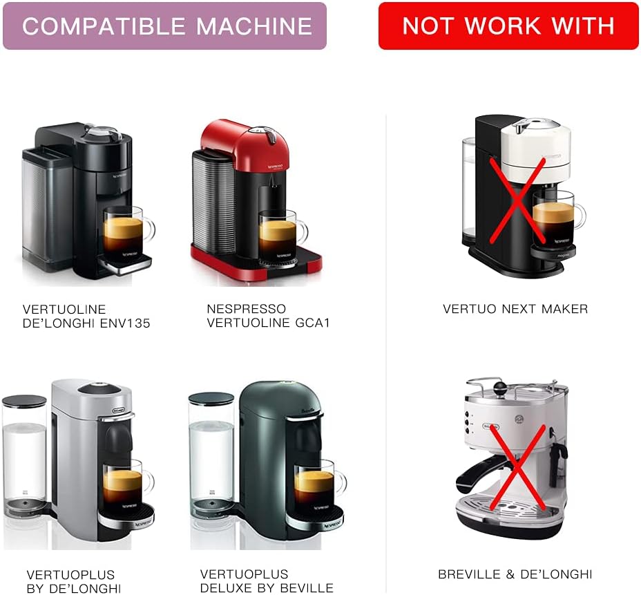 Generic Stainless Steel Metal Coffee Capsule Compatible for Vertuo Coffee Pods Nespresso Vertuoline Reusable Pods Holder Vertuolline GC