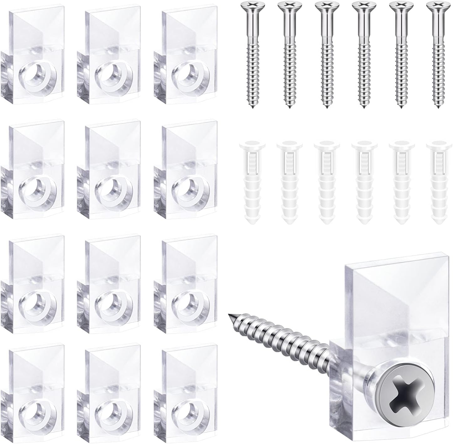 BAGTeck 22 Sets of Mirror Holder Clips Kit&#239;&#188;&#140;Crystal Clear Plastic Mirror Clip, Mirror Holder Clips Glass Re