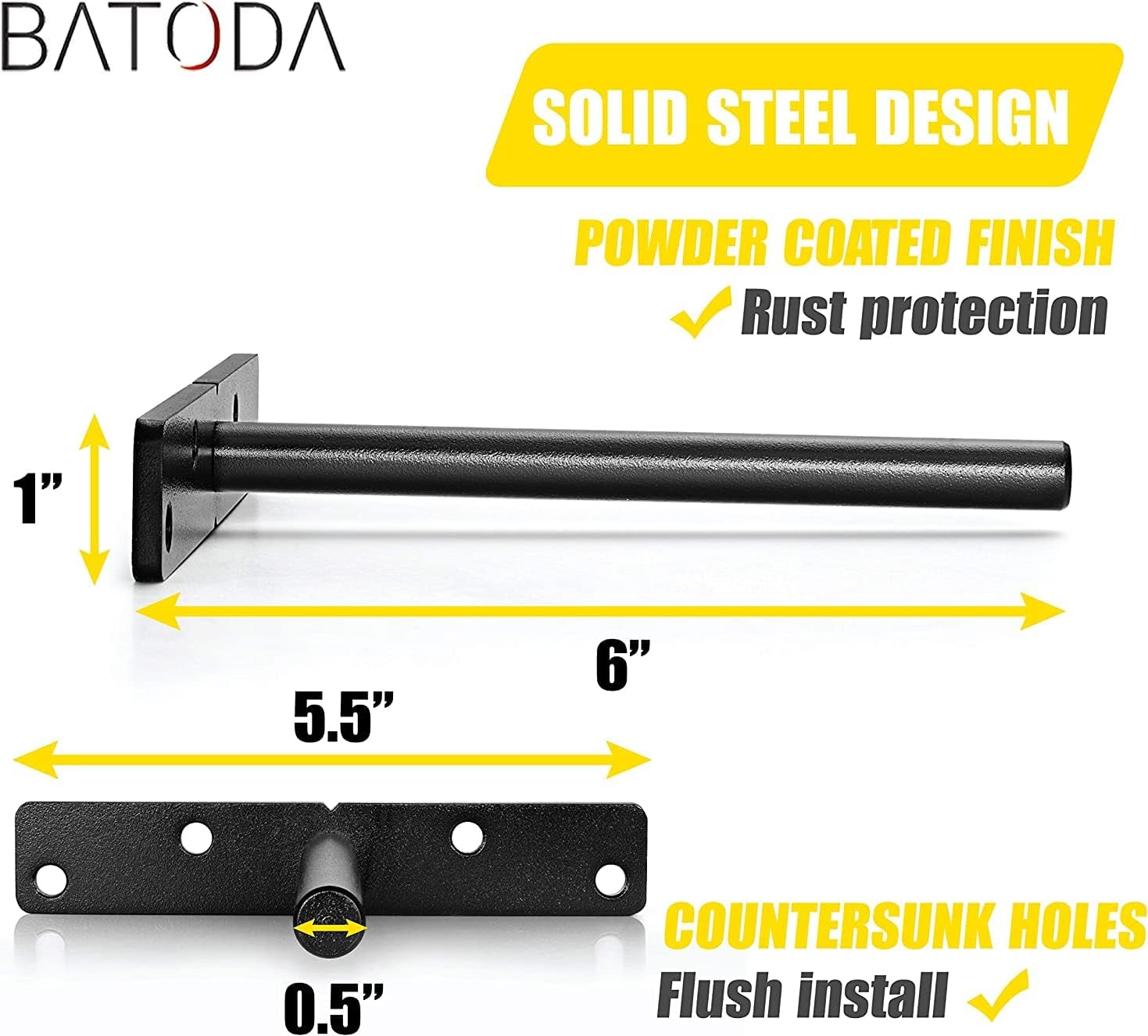 BATODA - Floating Shelf Bracket Heavy Duty (8 pcs) &#226;&#128;&#147; Solid Steel Blind Shelf Supports - Hidden Brackets f