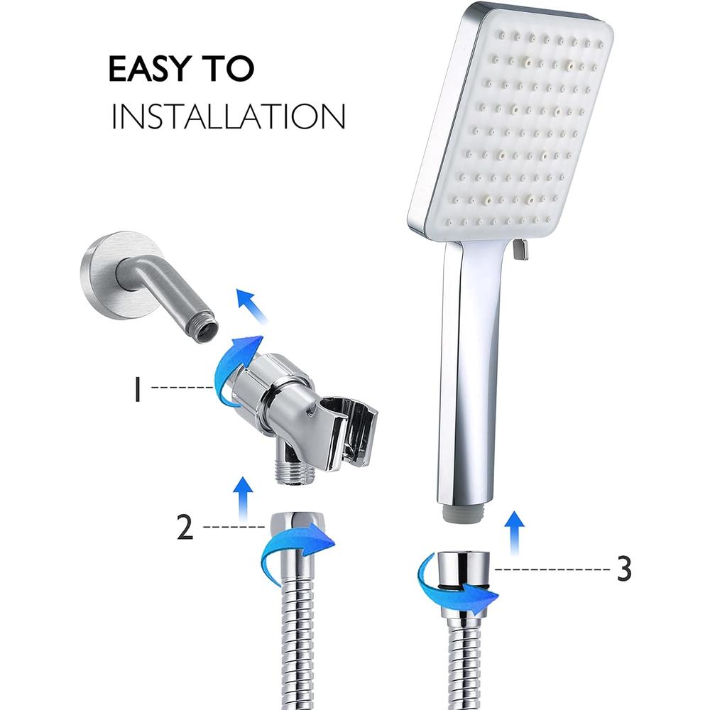 GRICH High Pressure Shower Head with Handheld, 6 Spray Modes / Settings Detachable Shower Head with Stretchable 59" 304 Stainles