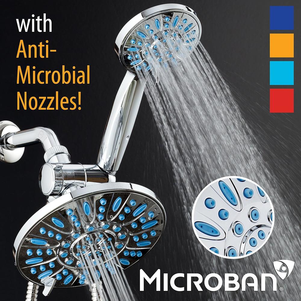 AquaDance Antimicrobial/Anti-Clog High-Pressure 30-setting Rainfall Shower Combo  with Microban Nozzle Protection from Growth of Mold Mil