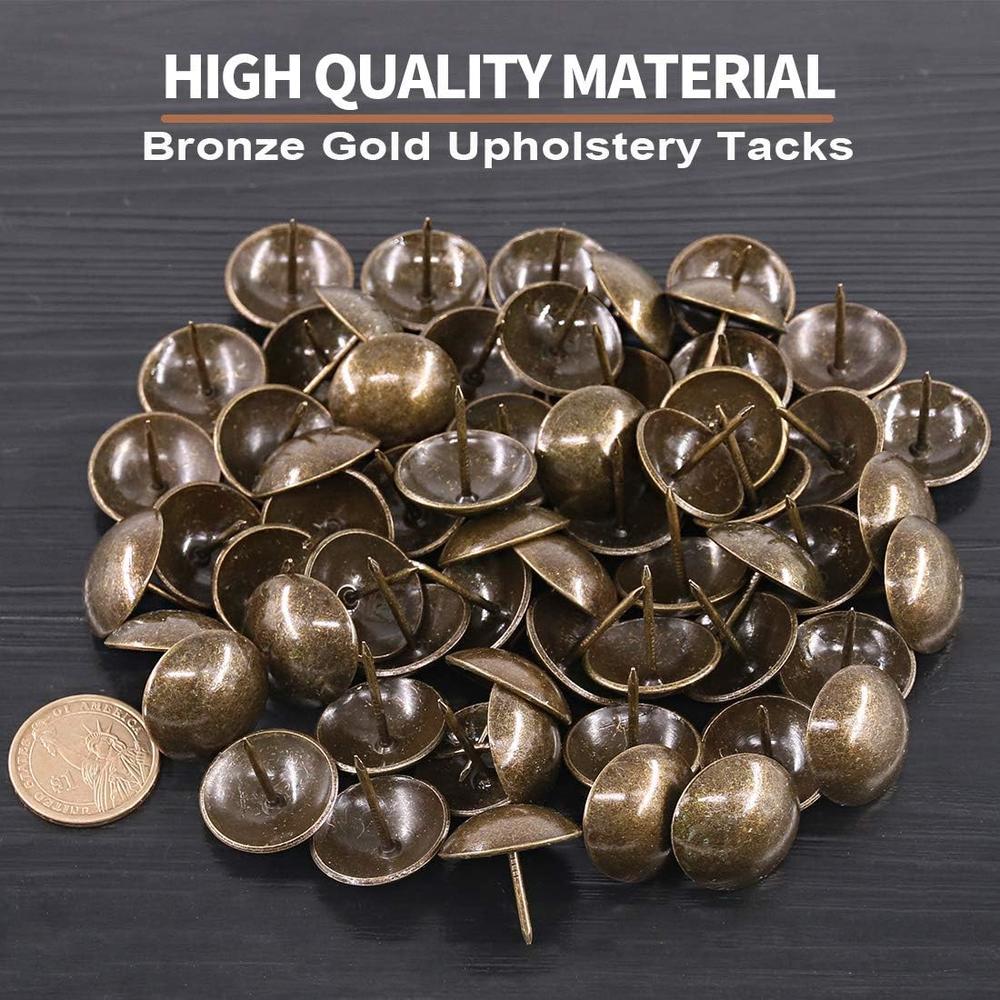 Keadic 100Pcs 1 inch Antique Upholstery Tacks Furniture Nails Pins Assortment Kit for Upholstered Furniture Cork Board or DIY Projects