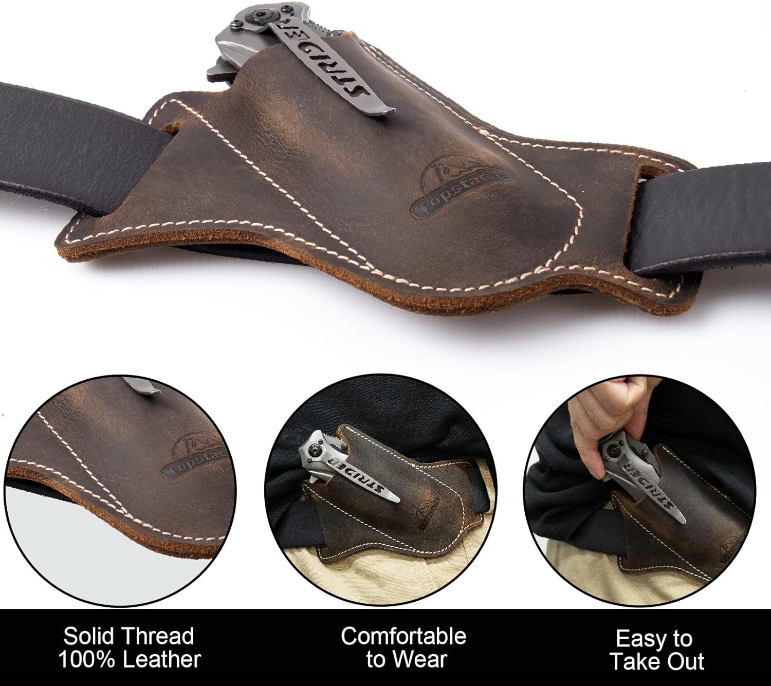 topstache Topstache Handmade Leather Pocket Knife Sheath for Belt