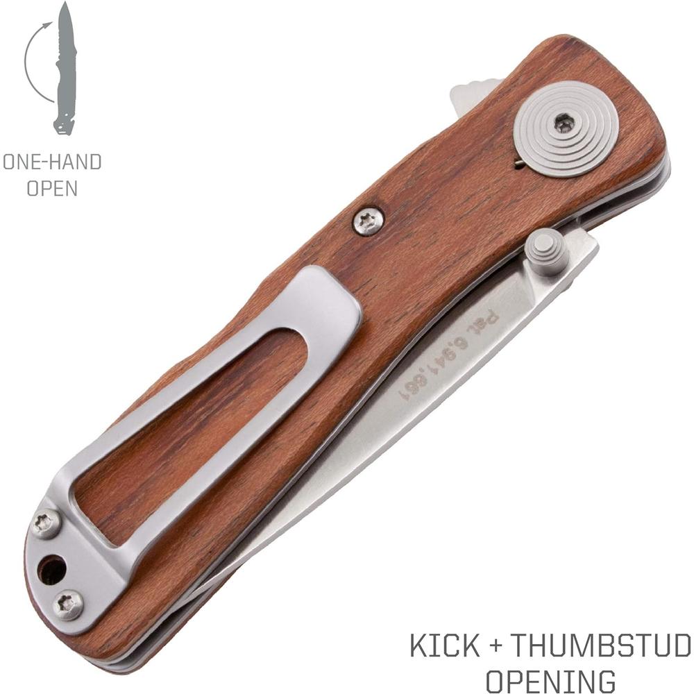 SOG Twitch ll Drop Point Pocket Knife -  Assisted Technology EDC Knife with 2.65 Inch Stainless Steel Blade and Wood Handle- Satin