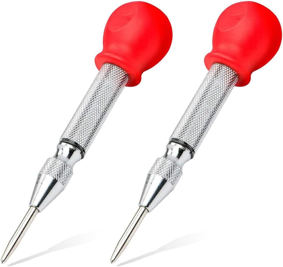 Saipe 2pcs 5 inch Automatic Center Punch Adjustable Spring Loaded Center Hole Punch Tool for Metal Wood Glass Plastic