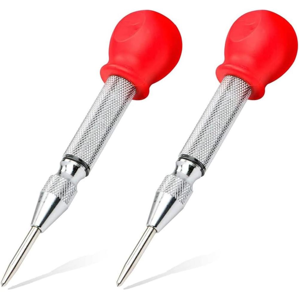 Saipe 2pcs 5 Inch Automatic Center Punch Adjustable Spring Loaded Center Hole Punch Tool for Metal Wood Glass Plastic