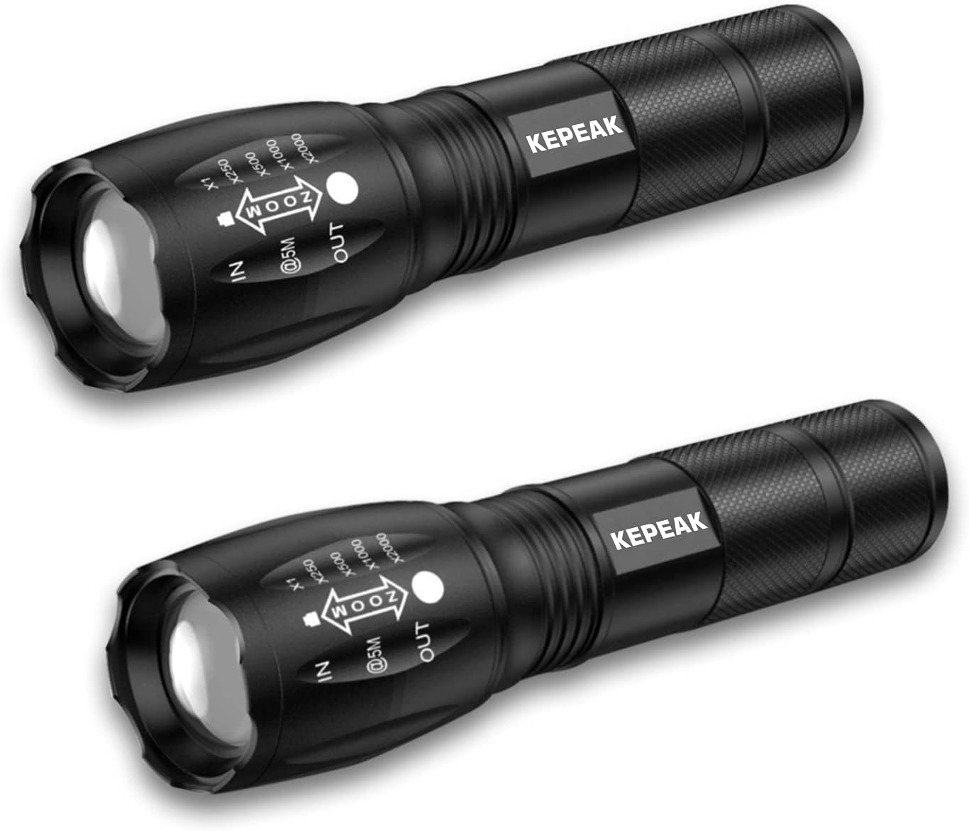 kepeak LED Flashlight, 5 Modes Tactical Flashlight, IPX5 Water Resistant, High Lumen, Zoomable Flashlight for Camping, Outdoor, Hiking