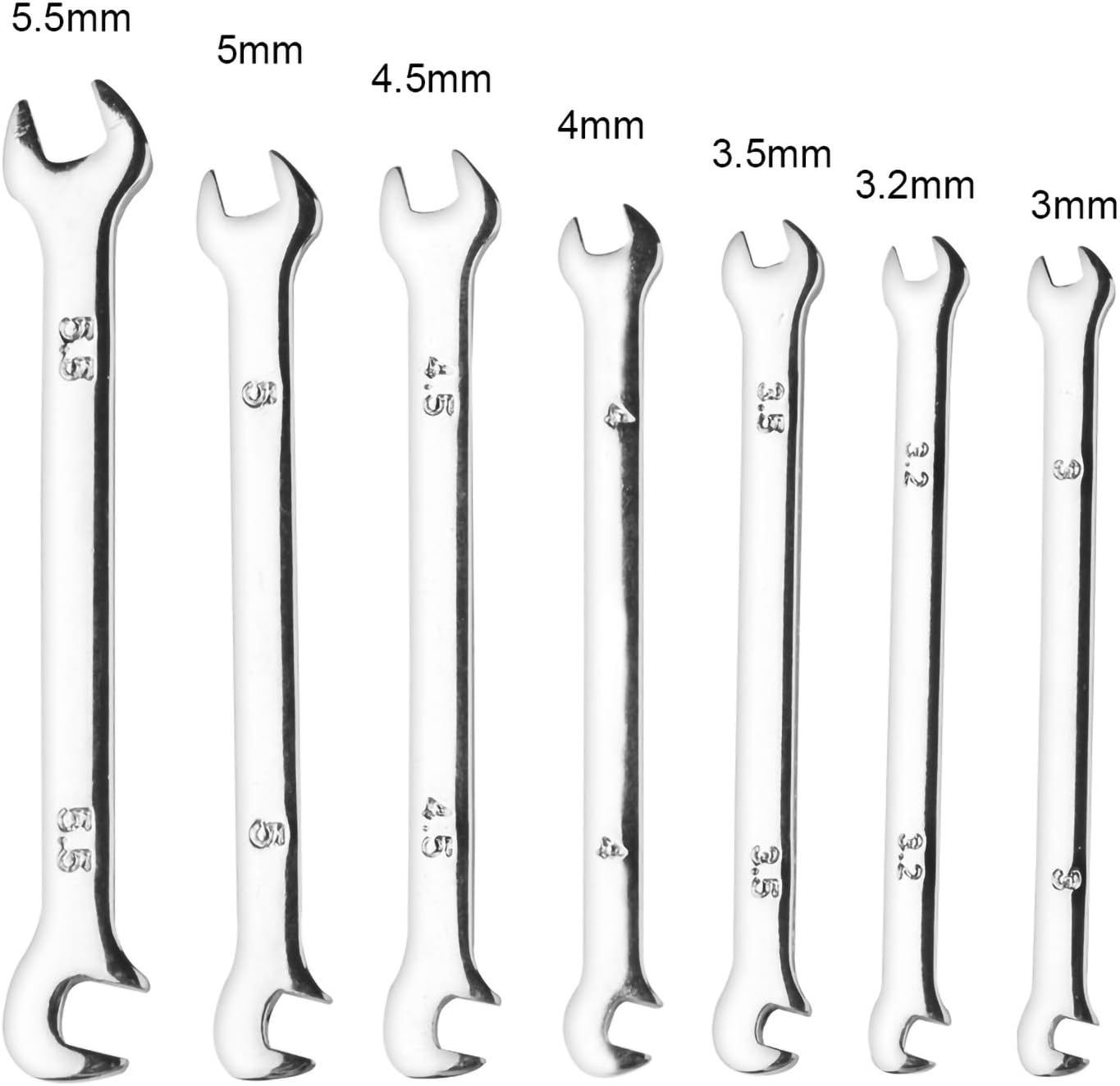 ANDUX 3mm-5.5mm Mini Double Open End Spanner 7pcs Metric Wrench MNBS-07