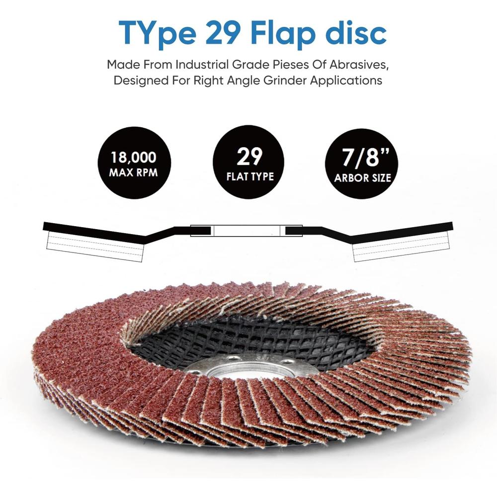 Amoolo 4 1/2 Inch Flap Disc, 10PCS-40 Grit Angle Grinder Sanding Discs, High Density Abrasive Grinding Wheels Type 29 for Metal/Wood G