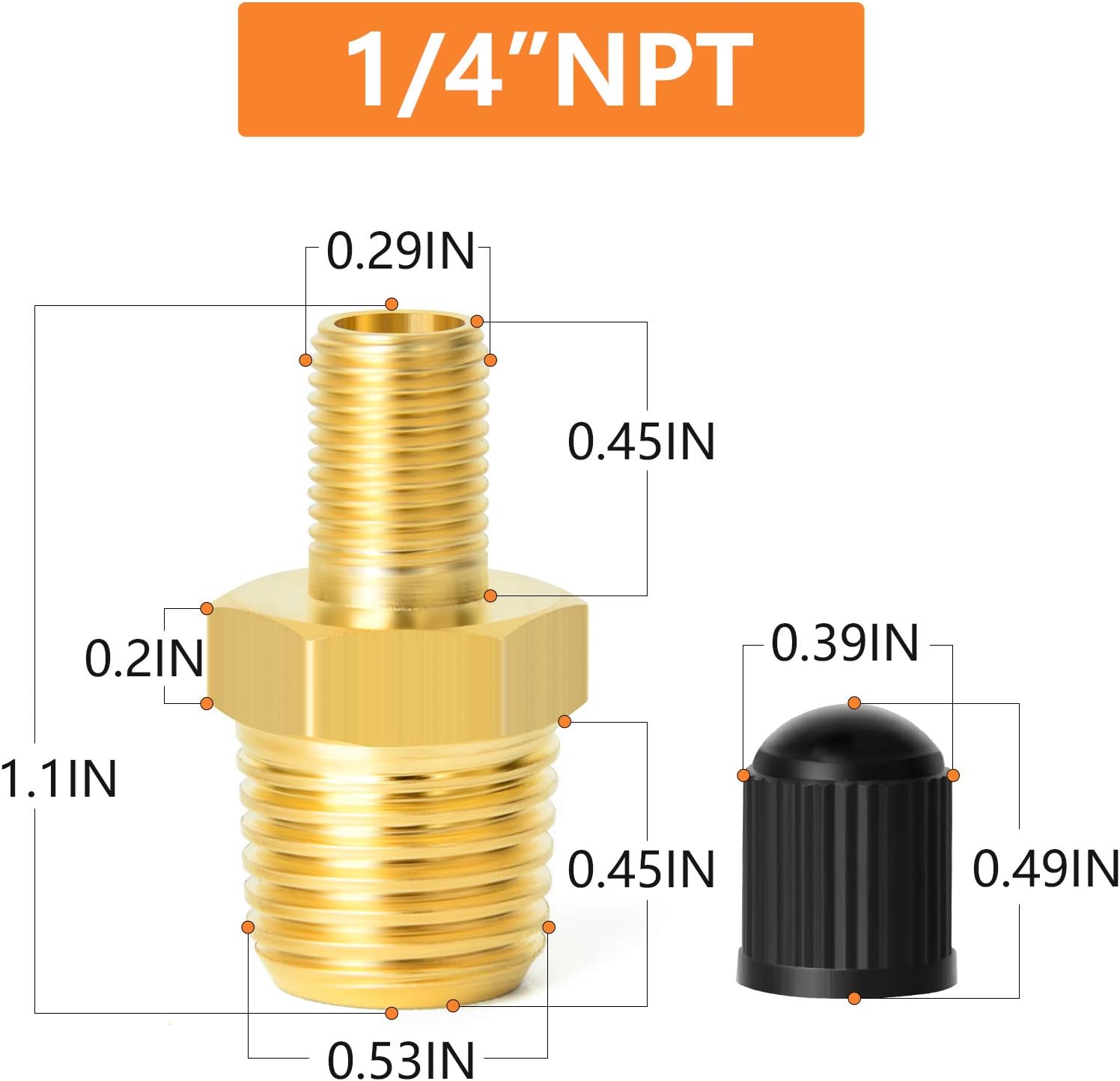 Gasher 2PCS 1/4" NPT Tank Valve Anti-Corrosion Brass Schrader Valve with 1/4" Male NPT,Using with Air Compressor Tanks