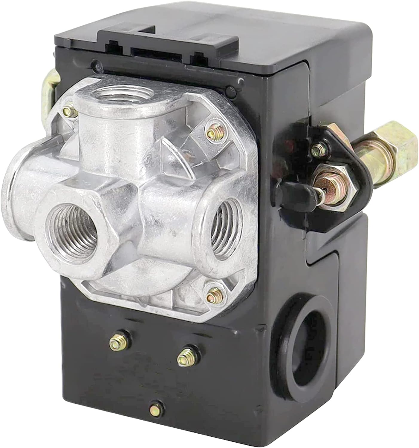 Huivlei LF10-4H Pressure Switch, 4 Port Air Compressor Pressure Switch Replacement Control NPT1/4 95-125 PSI 20A