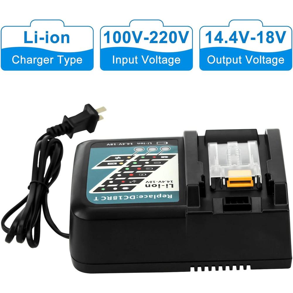 Generic Replacement for Fast Charger DC18RC DC18RA Compatible with Makita 18V Battery BL1815 BL1830 BL1850 BL1860 BL1430 BL1450 Compati