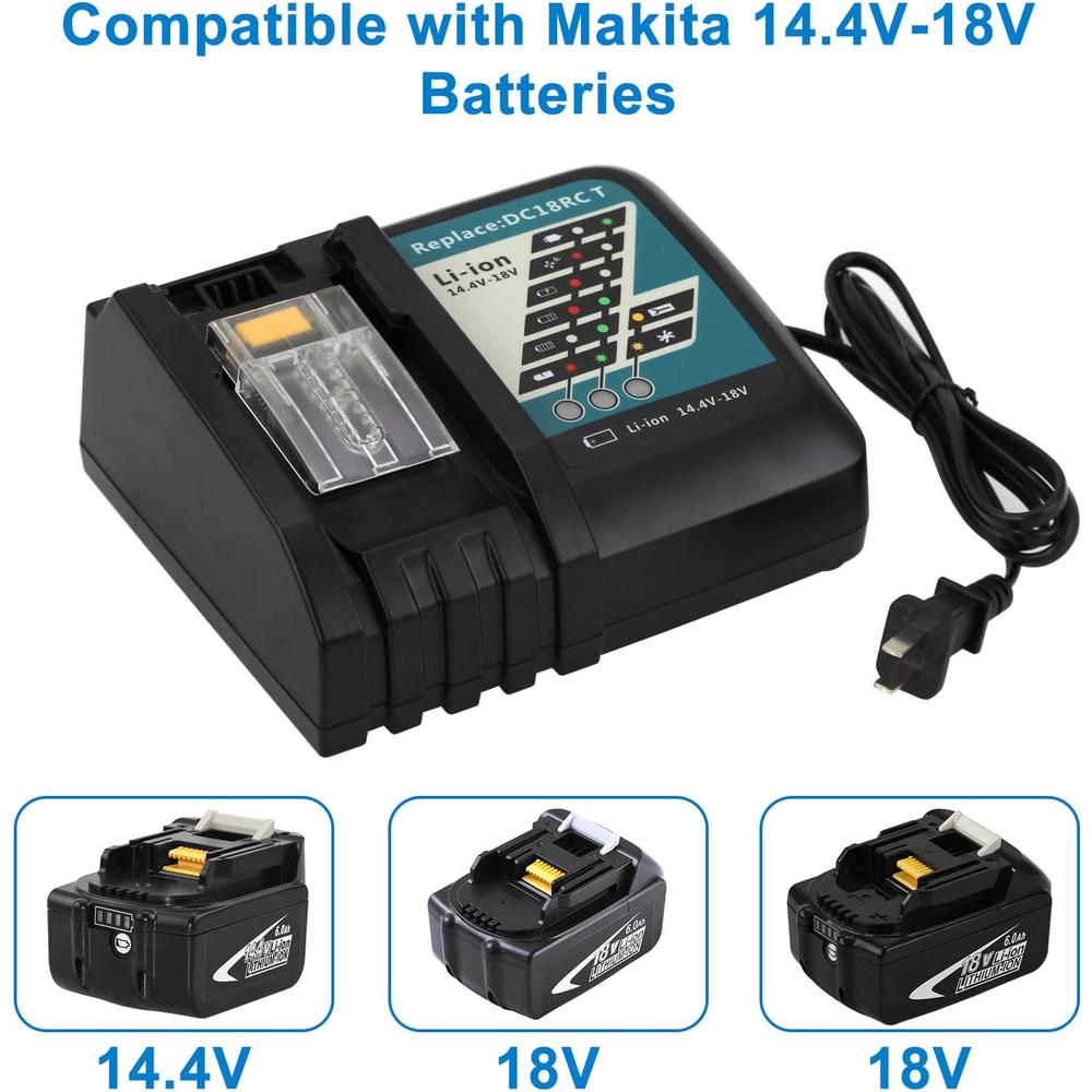 Generic Replacement for Fast Charger DC18RC DC18RA Compatible with Makita 18V Battery BL1815 BL1830 BL1850 BL1860 BL1430 BL1450 Compati