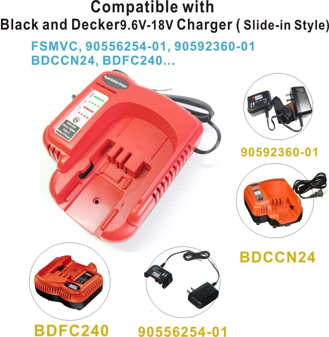 Biswaye 2-Pack 18V 3.8Ah HPB18-OPE Battery Replacement for Black & Decker  18V Battery, and BDFC240 Fast Charger Compatible with Black & Decker