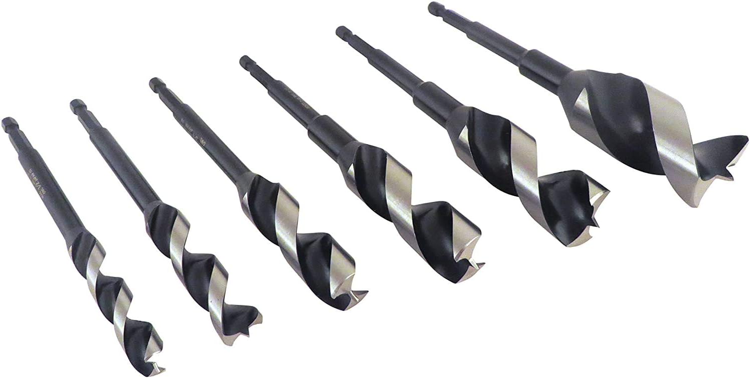 WoodOwl Wood Owl 6 Piece Set OverDrive Fast Boring Ultra Smooth Auger Brad Point Boring Bits Containing the Following Sizes 1/2&#22